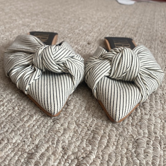 Zara Knotted Striped Mules Slip On Bow Flats size 40 US size 9 - Picture 9 of 12